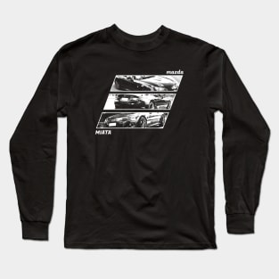 Mazda Miata MX-5 NC Black 'N White Archive 2 (Black Version) Long Sleeve T-Shirt